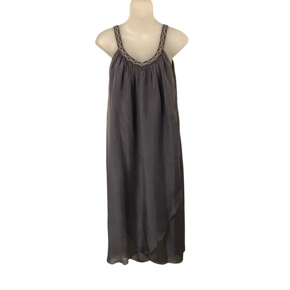 J B Millennium Grey Chiffon Overlay Cocktail Dress Asymmetrical Hem Size M - Picture 5 of 10